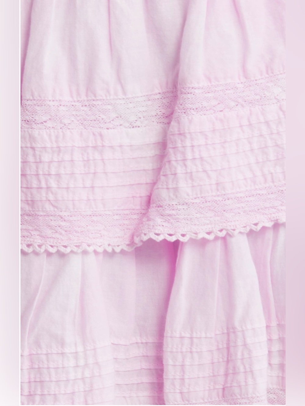 LoveShackFancy Pink Tiered Lace Mini Skirt NWT Petite - Picture 4 of 6